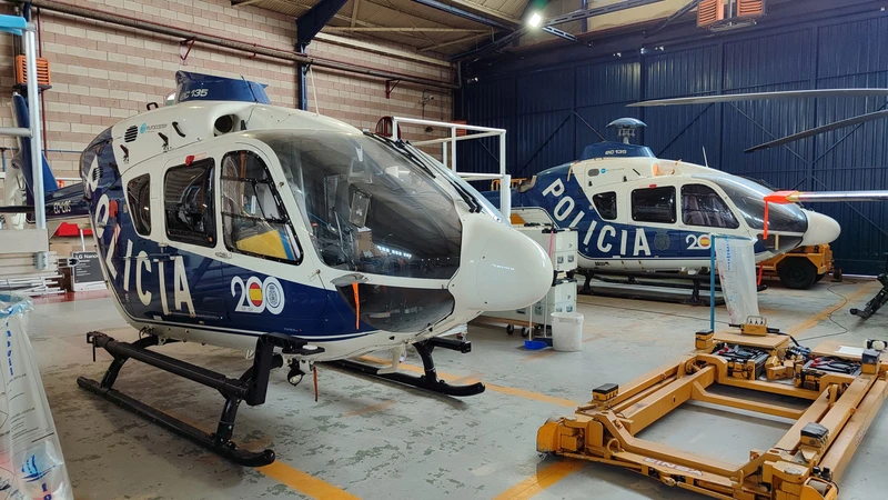 Helic�pteros de la Polic�a Nacional utilizados para la formaci�n de t�cnicos de mantenimiento. Foto: Aviation Group